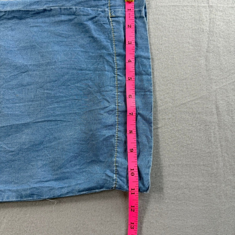 Chambray Wide Leg Jeans Womens 2 Blue Pleated Paperbag Waist Trousers Boho Chic - Picture 7 of 12